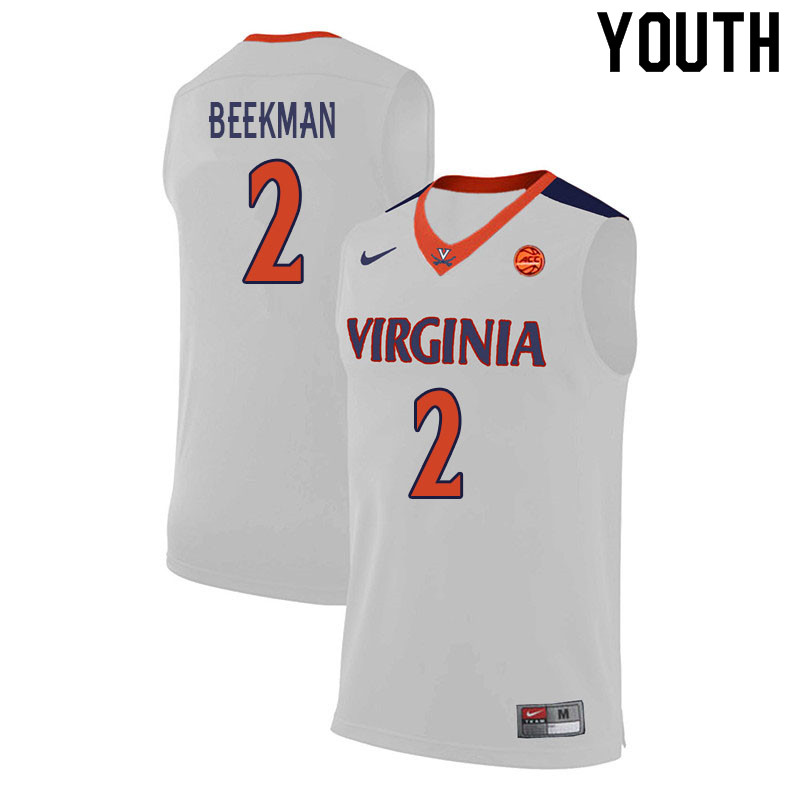 Youth #2 Reece Beekman Virginia Cavaliers College Basketball Jerseys Sale-White - Click Image to Close